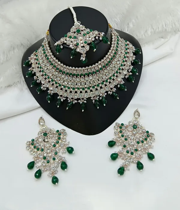 Green_Gold-plated_Necklace__Earring_&_Maang_Tikka_Set__For_Women