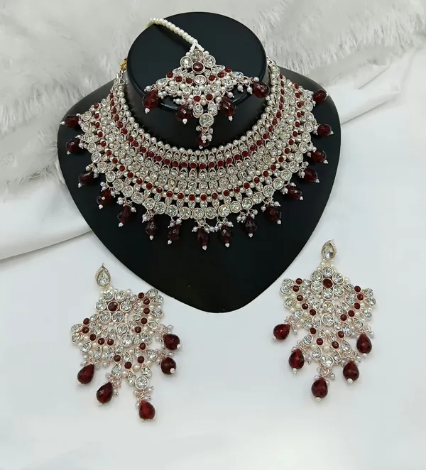 Maroon_Gold-plated_Necklace__Earring_&_Maang_Tikka_Set__For_Women