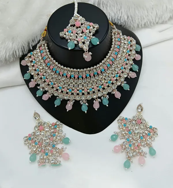 Multicolor_Gold-plated_Necklace__Earring_&_Maang_Tikka_Set__For_Women
