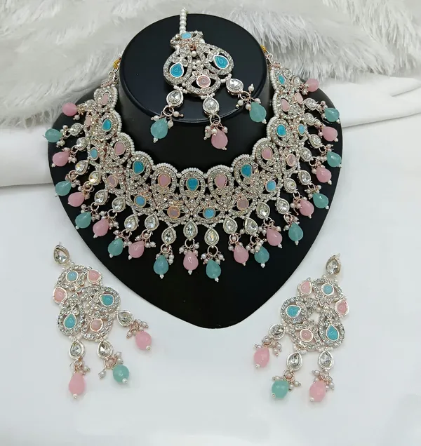 Multicolor_Gold-plated_Necklace__Earring_&_Maang_Tikka_Set__For_Women