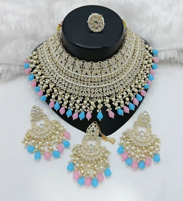 Multicolor_Gold-plated_Necklace__Earring_&_Maang_Tikka_Set__For_Women