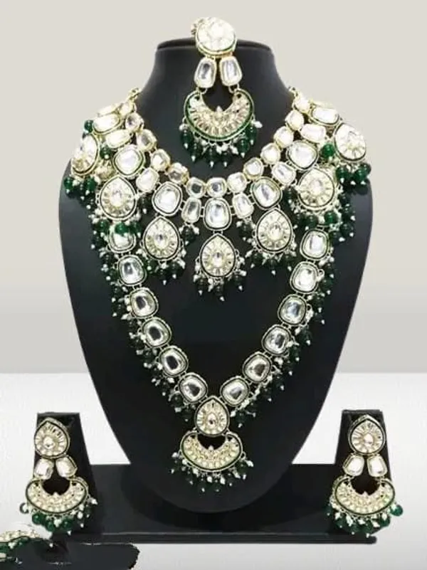 Green_Gold-plated_Necklace__Earring_&_Maang_Tikka_Set__For_Women
