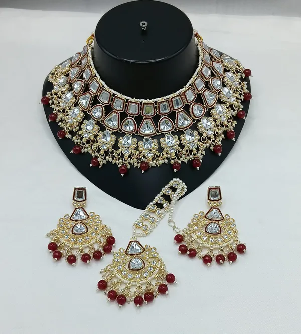Red_Gold-plated_Necklace__Earring_&_Maang_Tikka_Set__For_Women