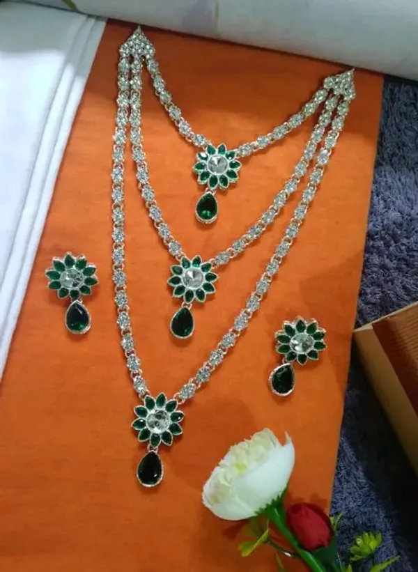 Green_Gold-plated_Necklace__Earring_&_Maang_Tikka_Set__For_Women