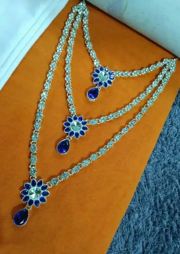 Beige_Gold-plated_Necklace__Earring_&_Maang_Tikka_Set__For_Women