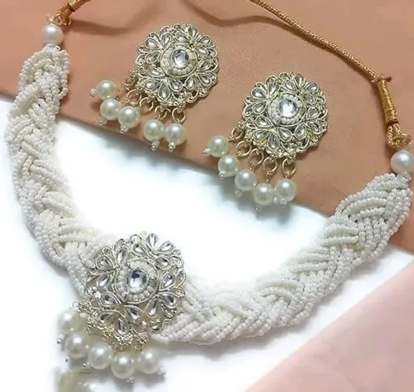 White_Gold-plated_Necklace__Earring_&_Maang_Tikka_Set__For_Women