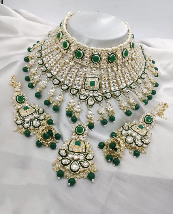 Green_Gold-plated_Necklace__Earring_&_Maang_Tikka_Set__For_Women