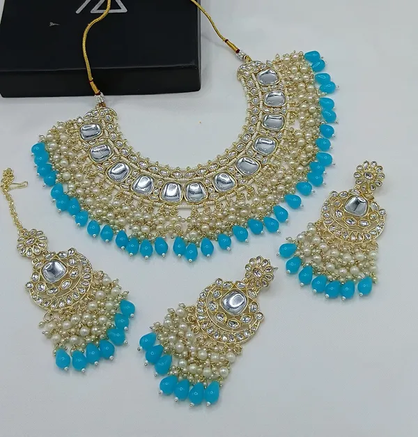 Blue_Gold-plated_Necklace__Earring_&_Maang_Tikka_Set__For_Women