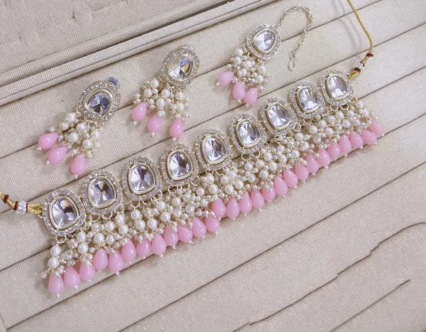 Pink_Gold-plated_Necklace__Earring_&_Maang_Tikka_Set__For_Women