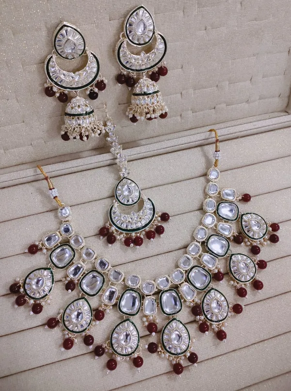 Red_Gold-plated_Necklace__Earring_&_Maang_Tikka_Set__For_Women