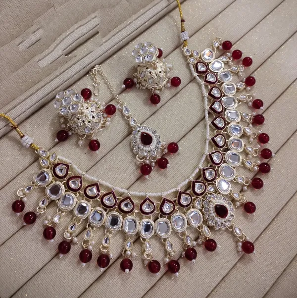 Red_Gold-plated_Necklace__Earring_&_Maang_Tikka_Set__For_Women