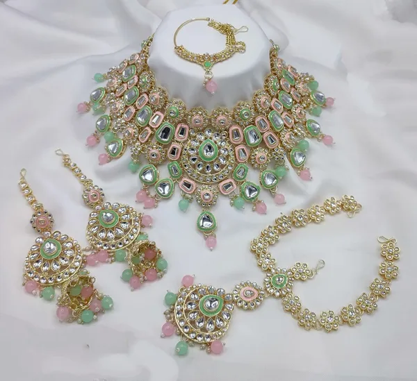 Green_Gold-plated_Necklace__Earring_&_Maang_Tikka_Set__For_Women