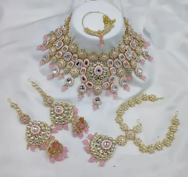 White_Gold-plated_Necklace__Earring_&_Maang_Tikka_Set__For_Women