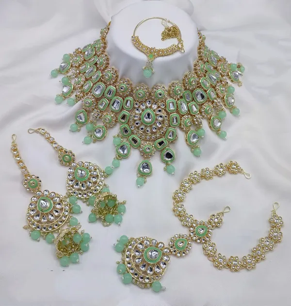 Turquoise_Gold-plated_Necklace__Earring_&_Maang_Tikka_Set__For_Women