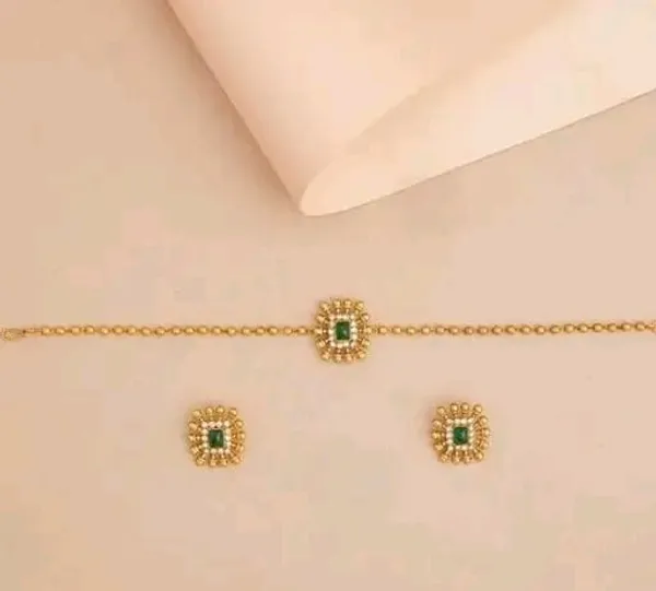 Green_Gold-plated_Necklace__Earring_&_Maang_Tikka_Set__For_Women