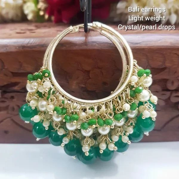 Green__Alloy_Clip-On_Chandbali_Earrings_For_Women