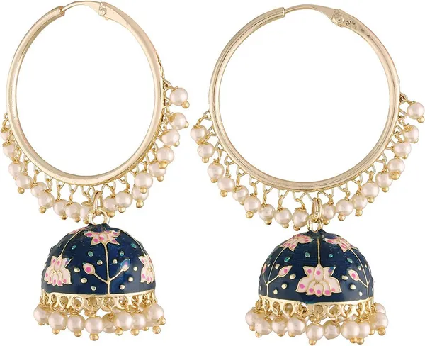 Blue__Brass_Jhumka_Earrings_For_Women
