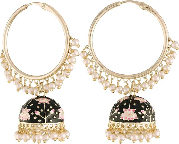 Black__Brass_Jhumka_Earrings_For_Women