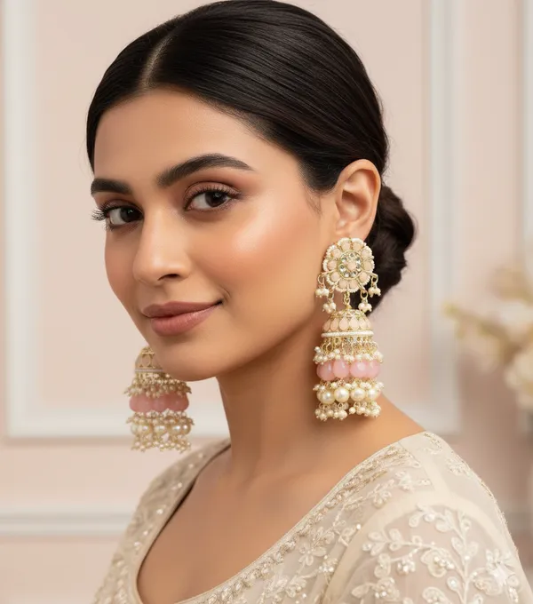 Pink__Brass_Jhumka_Earrings_For_Women