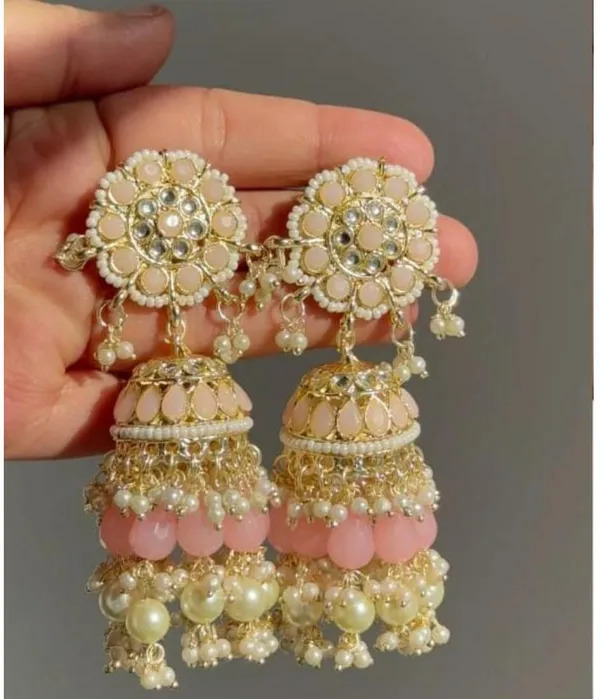 Pink__Brass_Jhumka_Earrings_For_Women