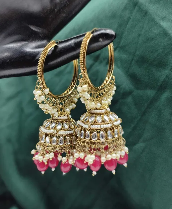 Pink__Alloy_Jhumka_Earrings_For_Women