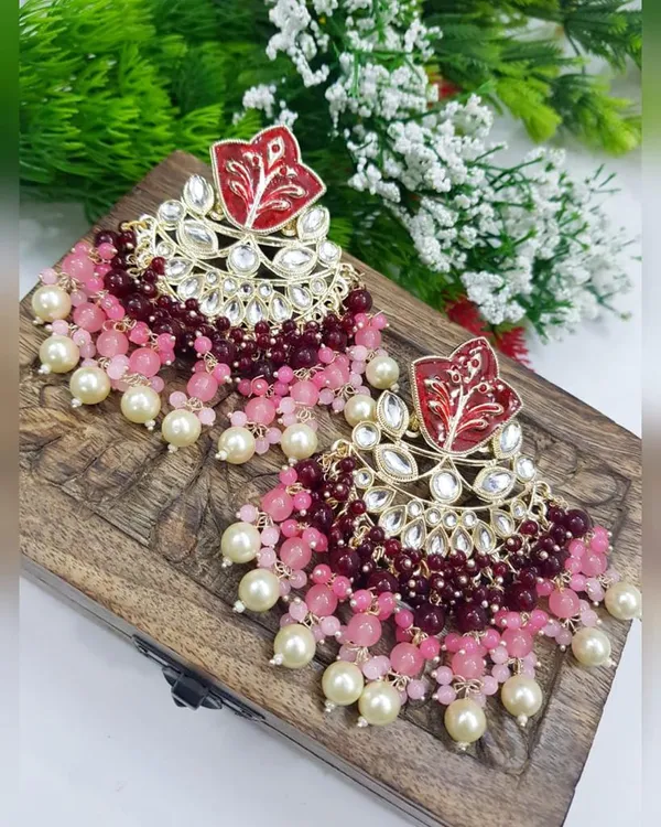 Maroon__Alloy_Jhumka_Earrings_For_Women