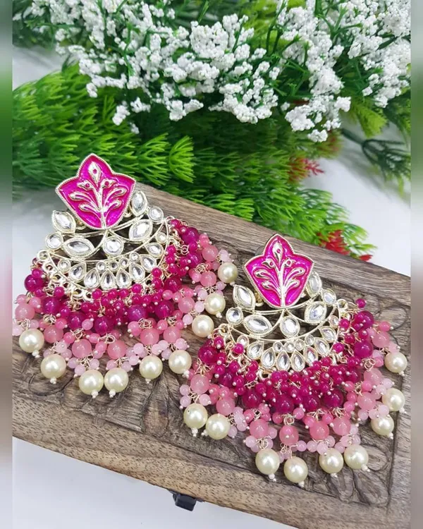 Pink_&_Gold__Alloy_Jhumka_Earrings_For_Women