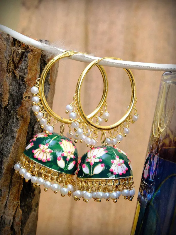 Green__Alloy_Jhumka_Earrings_For_Women
