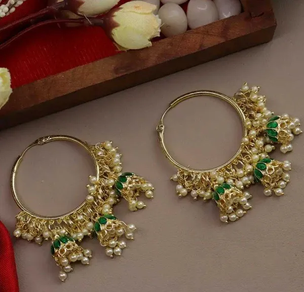 Green__Alloy_Jhumka_Earrings_For_Women