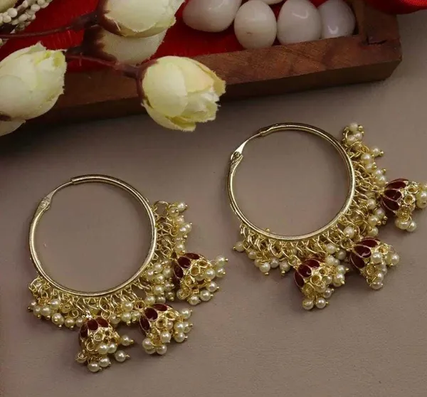 Maroon__Alloy_Jhumka_Earrings_For_Women