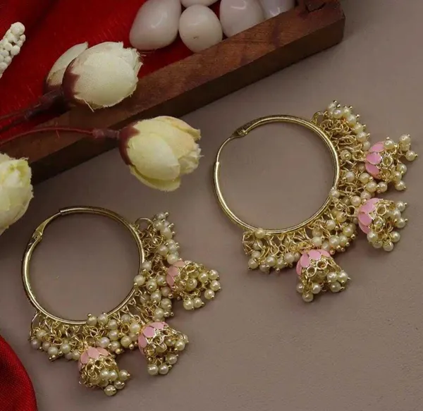 Pink__Alloy_Jhumka_Earrings_For_Women
