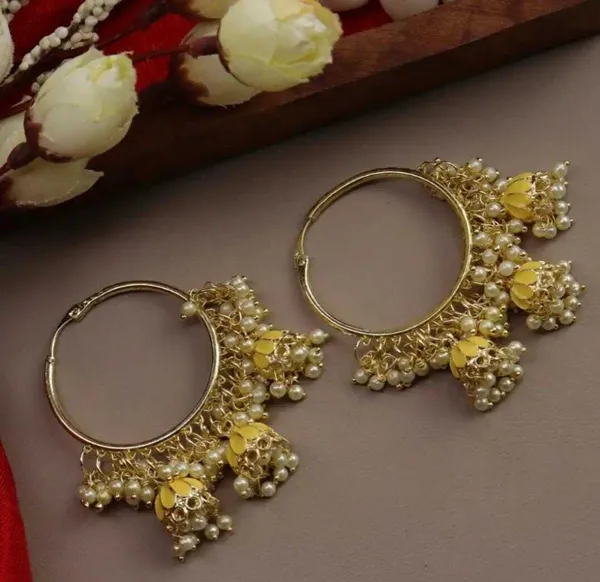 Yellow__Alloy_Jhumka_Earrings_For_Women
