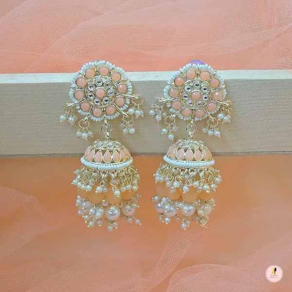 Beige__Alloy_Jhumka_Earrings_For_Women