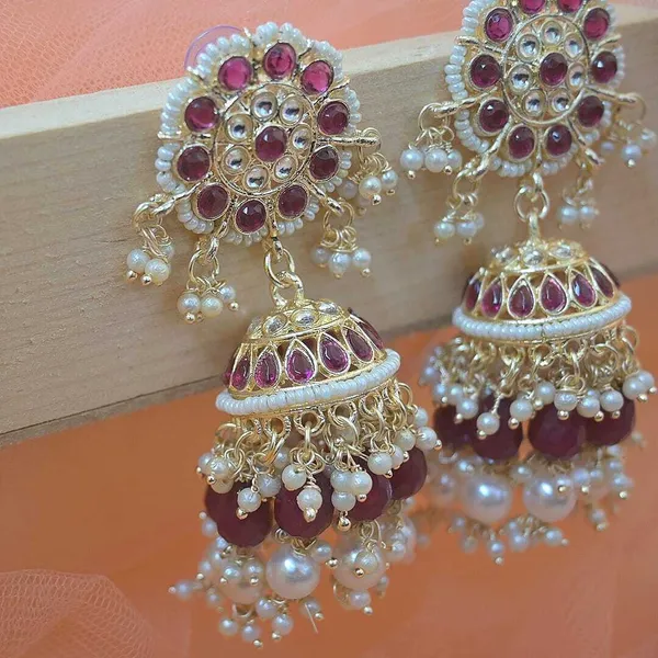 Maroon__Alloy_Jhumka_Earrings_For_Women