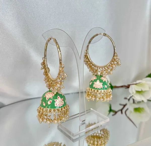 Green__Alloy_Jhumka_Earrings_For_Women