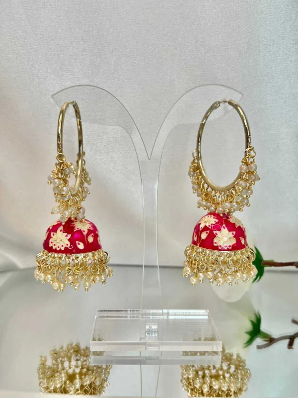 Pink__Alloy_Jhumka_Earrings_For_Women