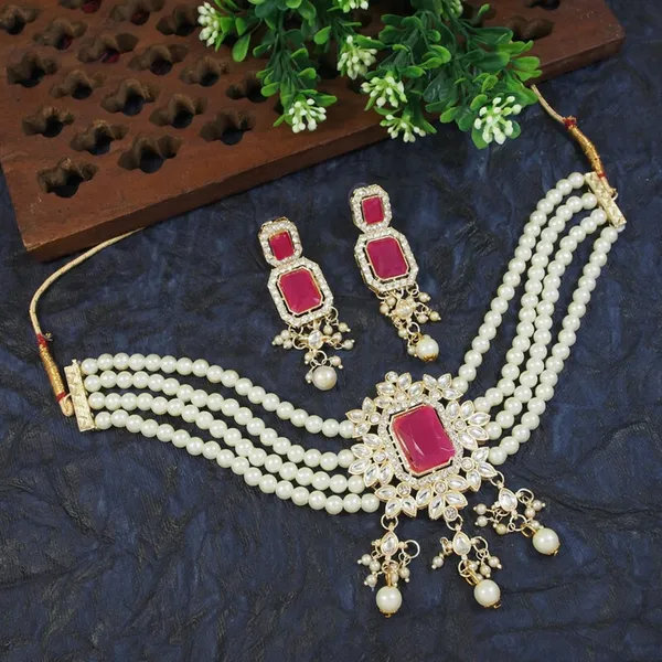 Pink_Premium_Alloy_Earrings_&_Necklace_Jewellery_Set_For_Women