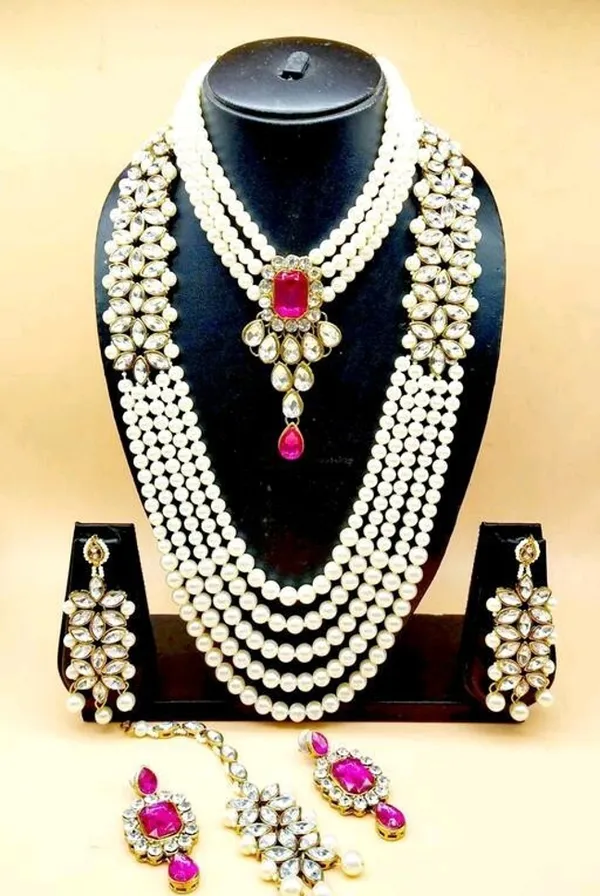 Pink_Premium_Alloy_Earrings_&_Necklace_Jewellery_Set_For_Women