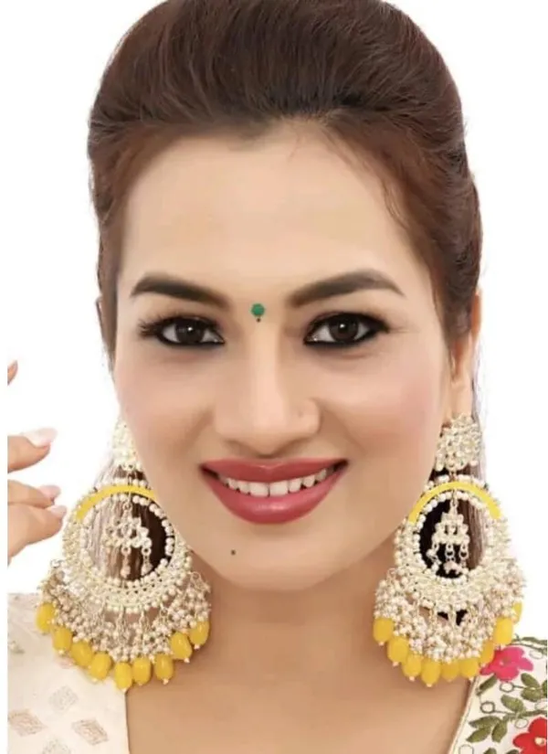 Yellow__Brass_Jhumka_Earrings_For_Women