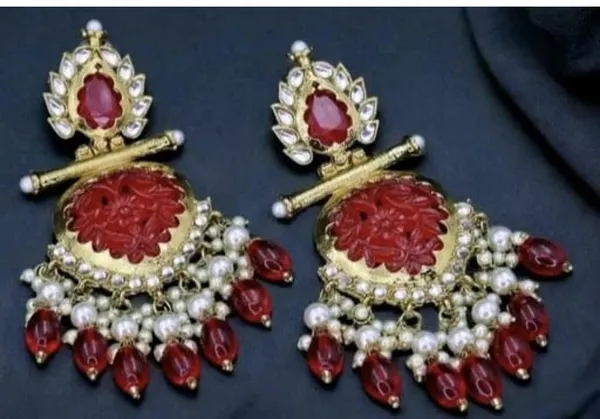 Red__Brass_Jhumka_Earrings_For_Women