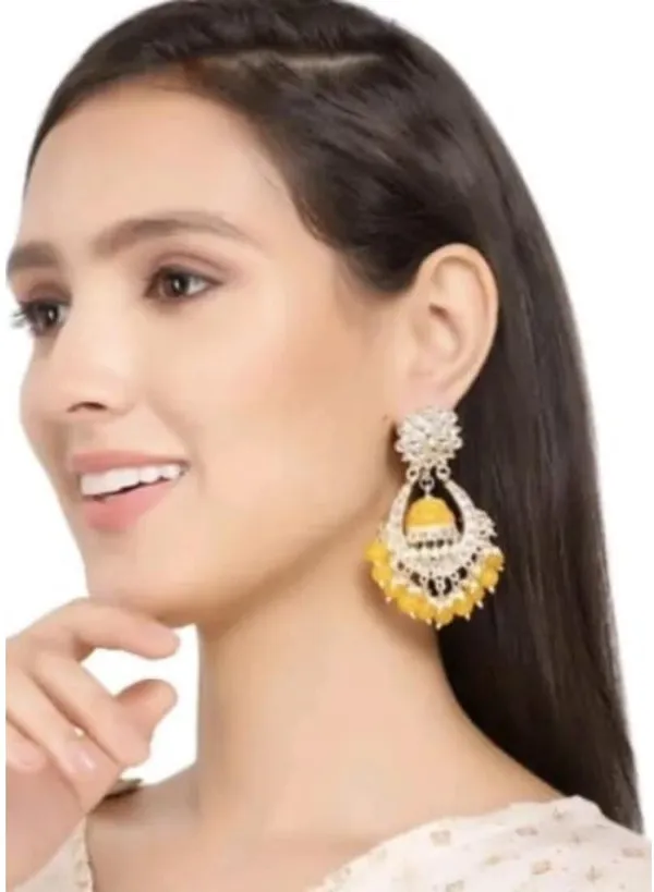 Yellow__Brass_Jhumka_Earrings_For_Women