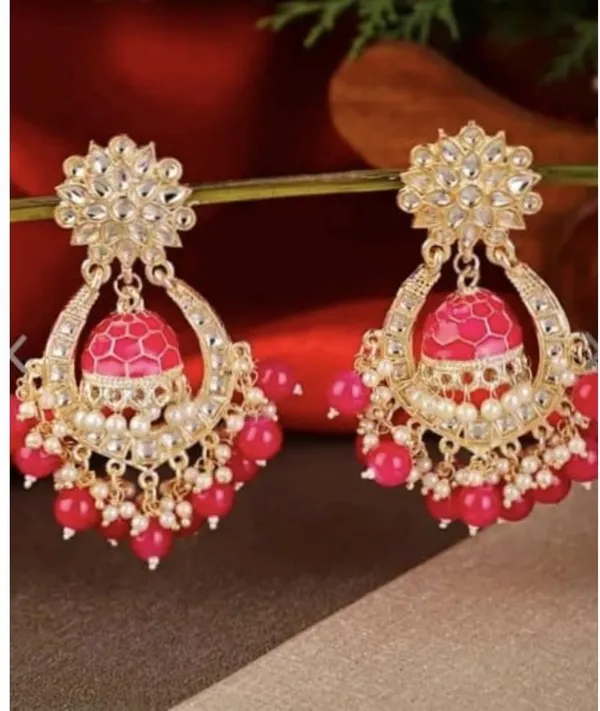 Red__Brass_Jhumka_Earrings_For_Women