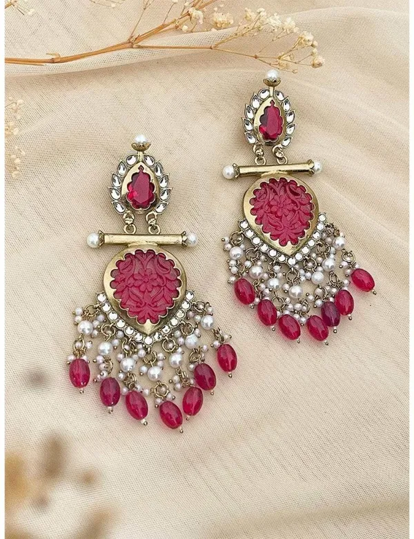 Red__Brass_Jhumka_Earrings_For_Women