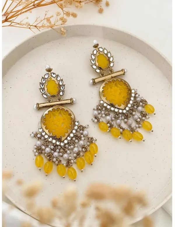 Yellow__Brass_Jhumka_Earrings_For_Women
