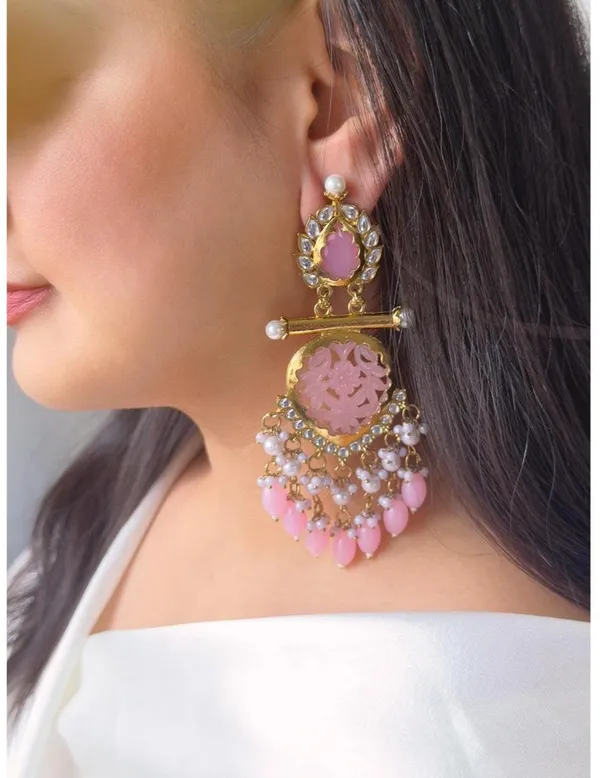 Pink__Brass_Jhumka_Earrings_For_Women