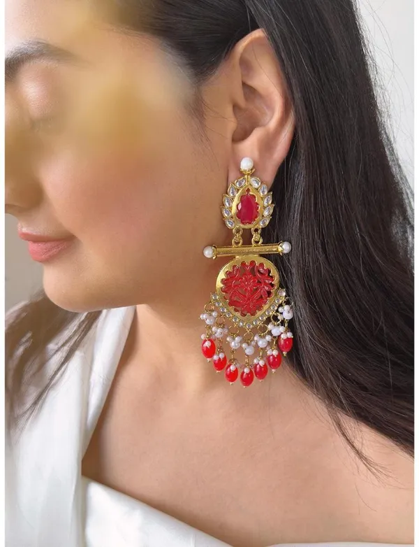 Red__Brass_Jhumka_Earrings_For_Women
