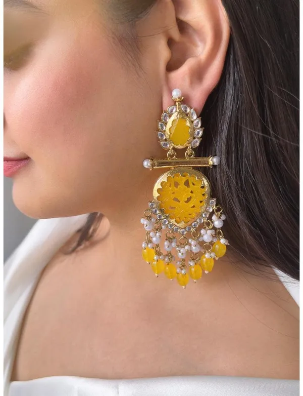 Yellow__Brass_Jhumka_Earrings_For_Women