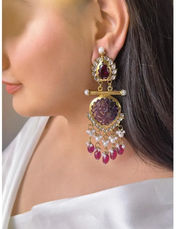 Purple__Brass_Jhumka_Earrings_For_Women