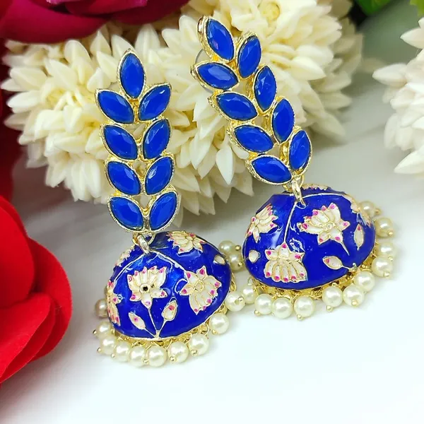 Blue__Brass_Jhumka_Earrings_For_Women