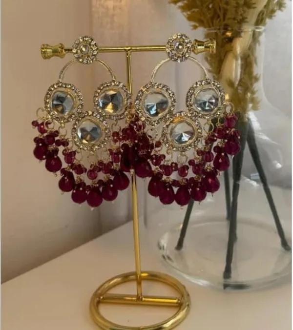 Maroon__Brass_Jhumka_Earrings_For_Women